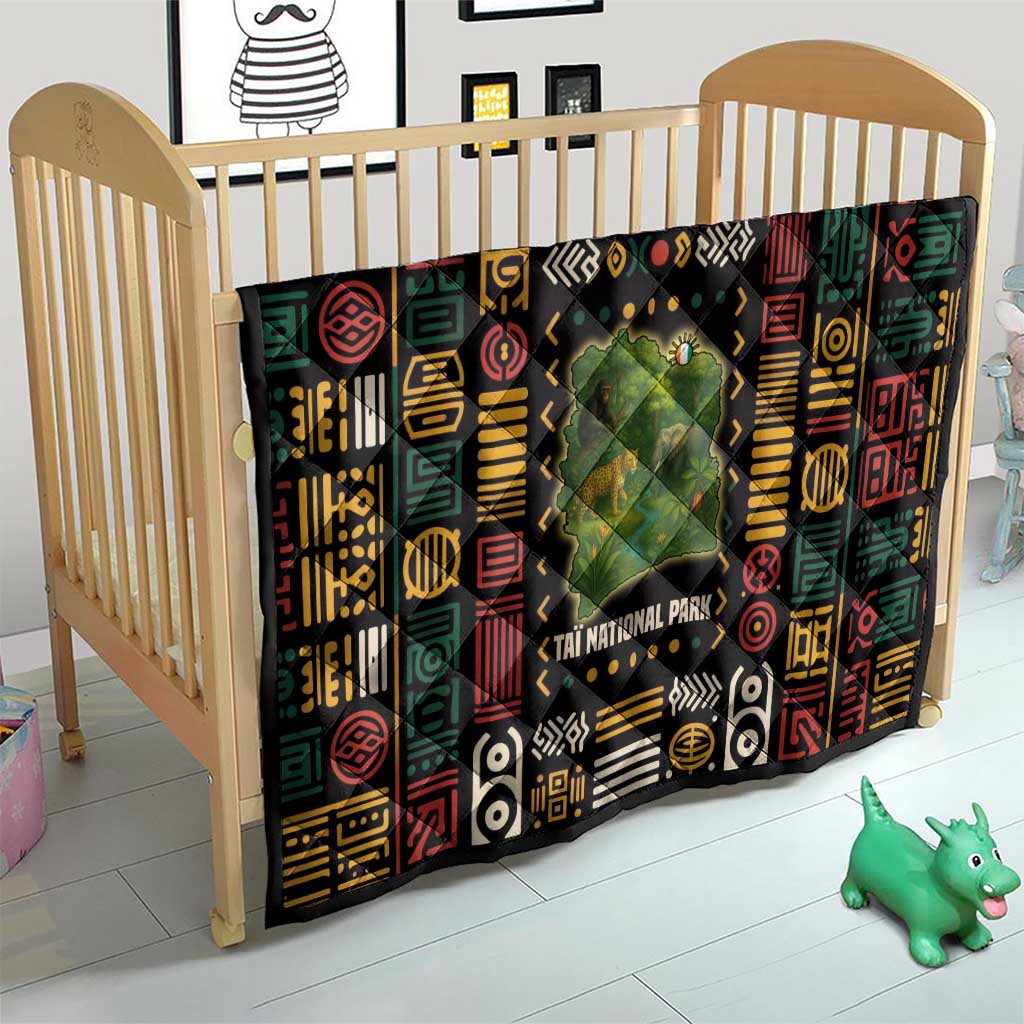 Ivory Coast Quilt with Taï National Park Wildlife Map Design - Wonder Print Shop