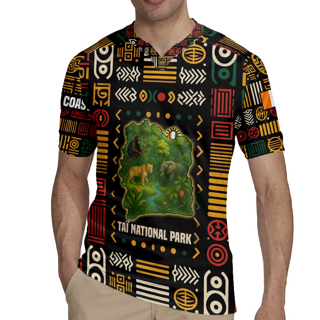 Ivory Coast Rugby Jersey with Taï National Park Wildlife Map Design - Wonder Print Shop