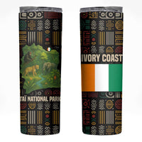 Ivory Coast Skinny Tumbler with Taï National Park Wildlife Map Design - Wonder Print Shop