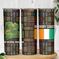 Ivory Coast Skinny Tumbler with Taï National Park Wildlife Map Design - Wonder Print Shop