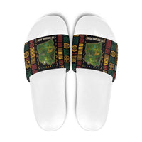 Ivory Coast Slide Sandals with Taï National Park Wildlife Map Design - Wonder Print Shop