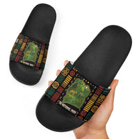 Ivory Coast Slide Sandals with Taï National Park Wildlife Map Design - Wonder Print Shop