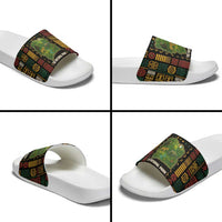 Ivory Coast Slide Sandals with Taï National Park Wildlife Map Design - Wonder Print Shop
