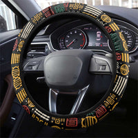 Ivory Coast Steering Wheel Cover with Taï National Park Wildlife Map Design - Wonder Print Shop