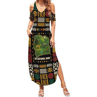 Ivory Coast Summer Maxi Dress with Taï National Park Wildlife Map Design - Wonder Print Shop
