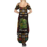 Ivory Coast Summer Maxi Dress with Taï National Park Wildlife Map Design - Wonder Print Shop
