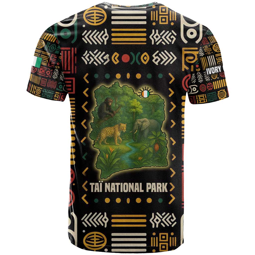 Ivory Coast T Shirt with Taï National Park Wildlife Map Design - Wonder Print Shop