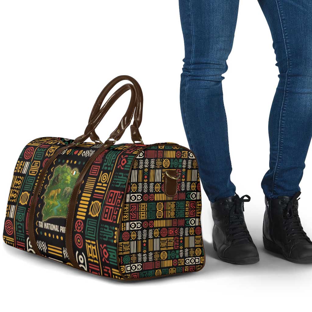 Ivory Coast Travel Bag with Taï National Park Wildlife Map Design - Wonder Print Shop