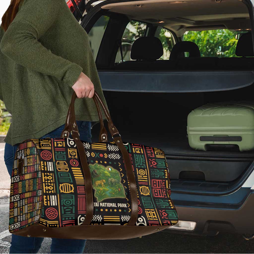 Ivory Coast Travel Bag with Taï National Park Wildlife Map Design - Wonder Print Shop