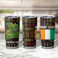 Ivory Coast Tumbler Cup with Taï National Park Wildlife Map Design - Wonder Print Shop