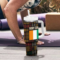 Ivory Coast Tumbler With Handle with Taï National Park Wildlife Map Design - Wonder Print Shop