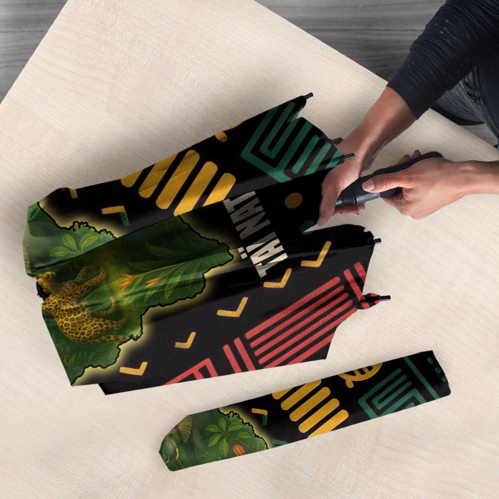 Ivory Coast Umbrella with Taï National Park Wildlife Map Design - Wonder Print Shop