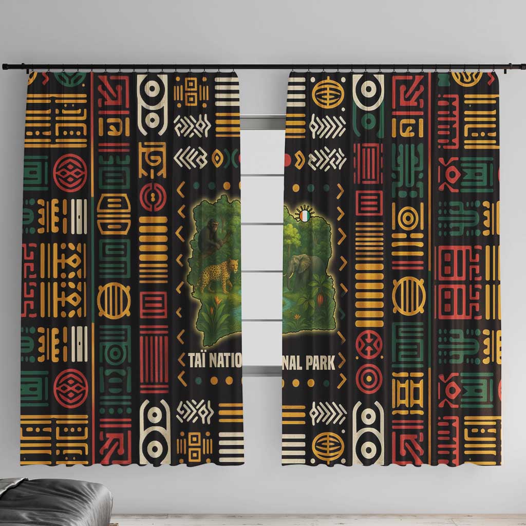 Ivory Coast Window Curtain with Taï National Park Wildlife Map Design - Wonder Print Shop