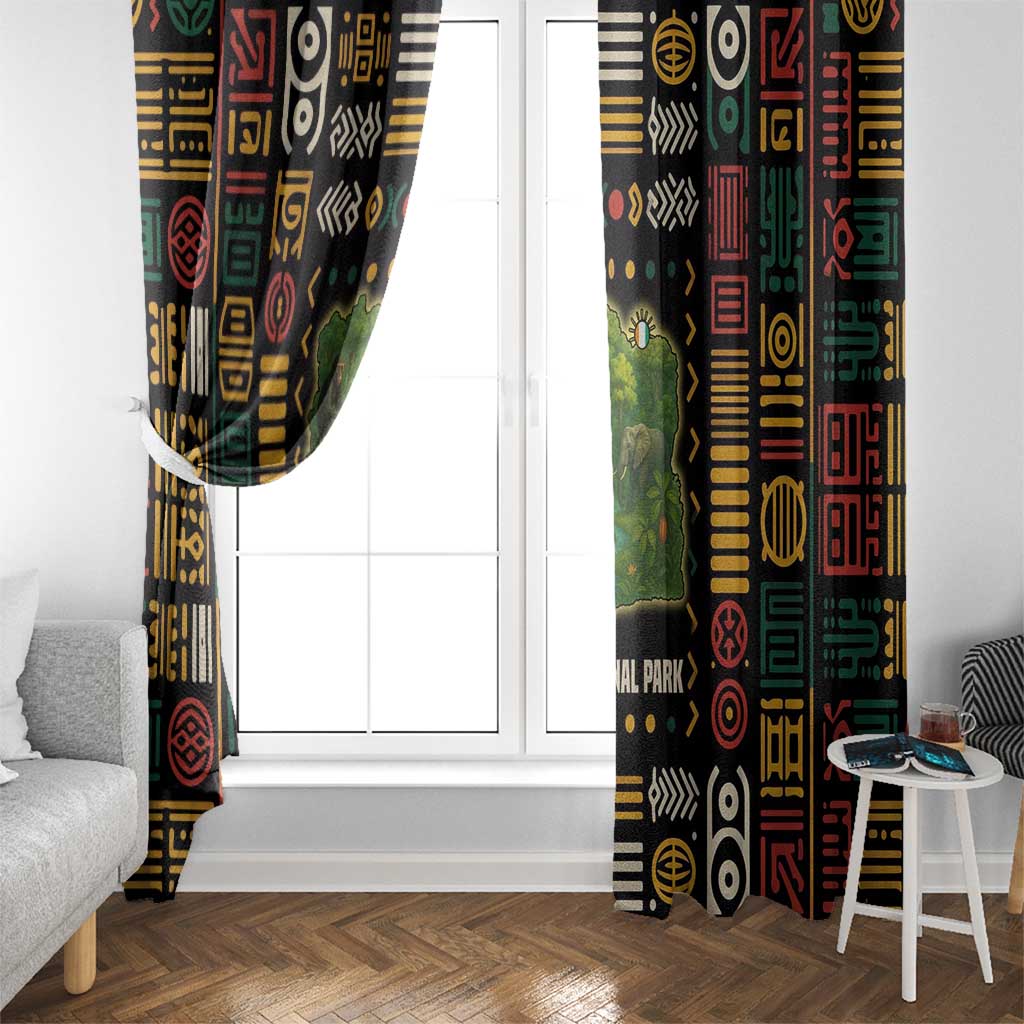 Ivory Coast Window Curtain with Taï National Park Wildlife Map Design - Wonder Print Shop