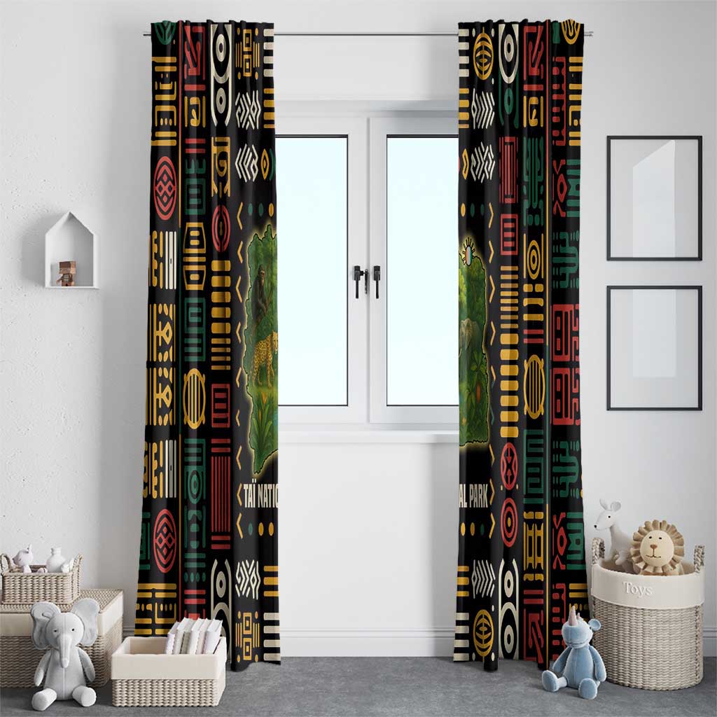 Ivory Coast Window Curtain with Taï National Park Wildlife Map Design - Wonder Print Shop