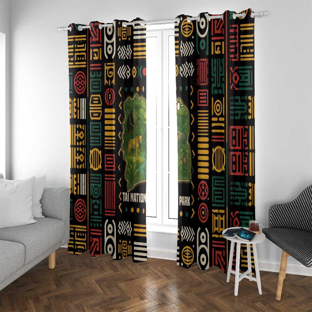 Ivory Coast Window Curtain with Taï National Park Wildlife Map Design - Wonder Print Shop