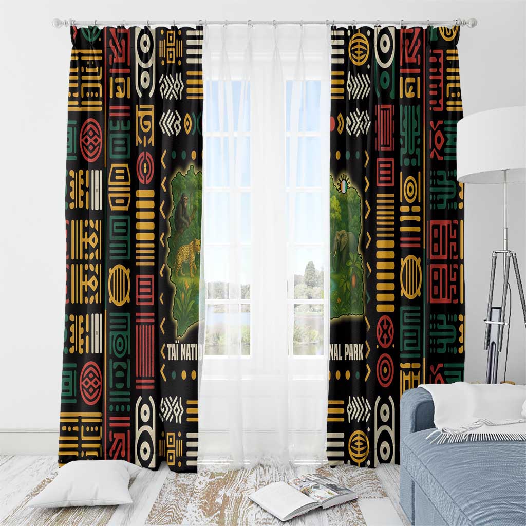 Ivory Coast Window Curtain with Taï National Park Wildlife Map Design - Wonder Print Shop