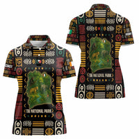 Ivory Coast Women Polo Shirt with Taï National Park Wildlife Map Design - Wonder Print Shop
