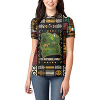 Ivory Coast Women Polo Shirt with Taï National Park Wildlife Map Design - Wonder Print Shop