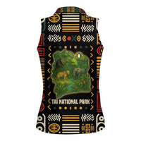 Ivory Coast Women Sleeveless Polo Shirt with Taï National Park Wildlife Map Design - Wonder Print Shop