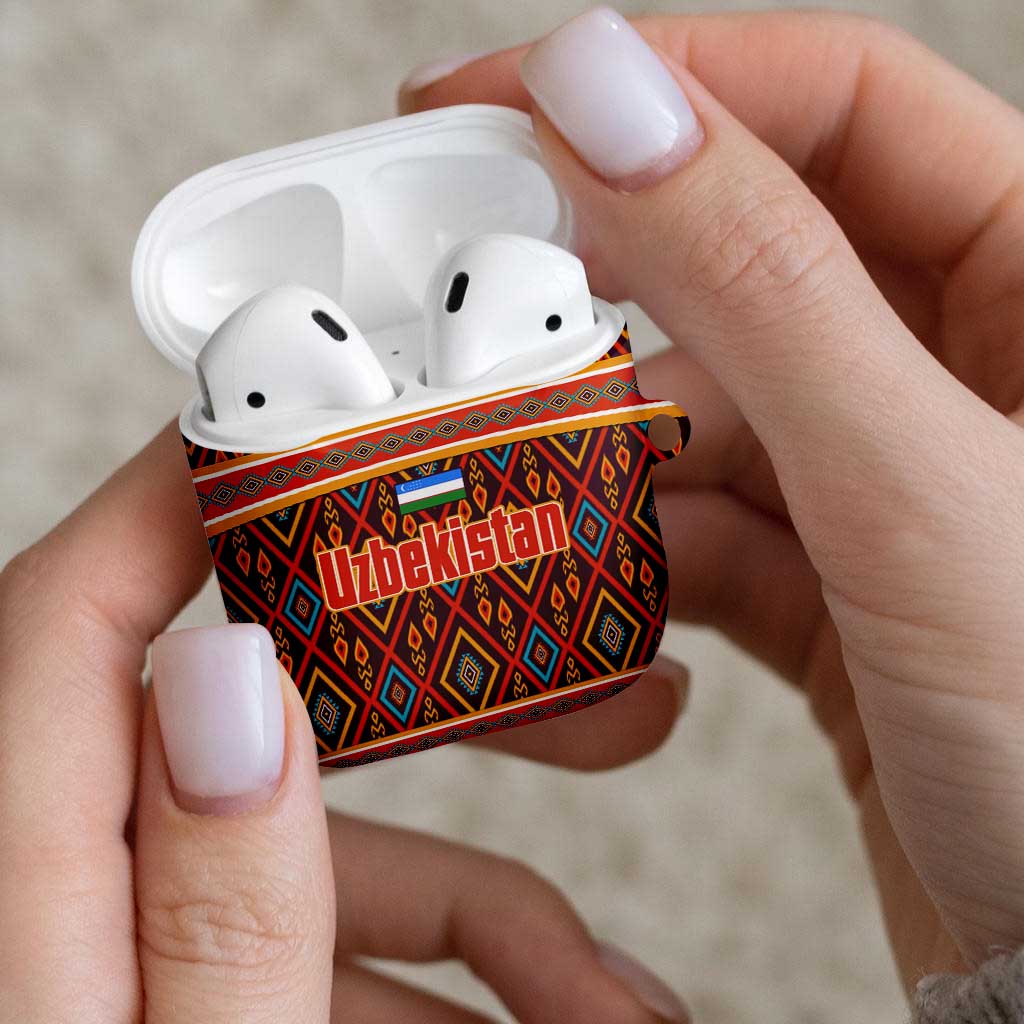 Uzbekistan AirPods Case with Traditional Geometric Motif Design - Wonder Print Shop