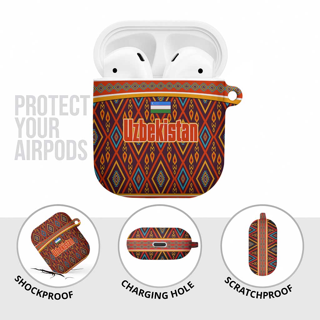 Uzbekistan AirPods Case with Traditional Geometric Motif Design - Wonder Print Shop