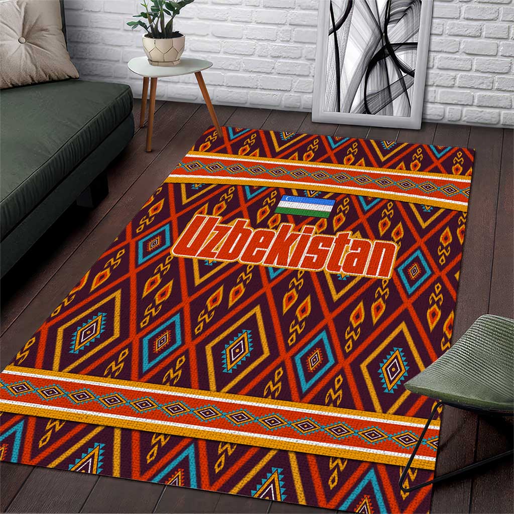 Uzbekistan Area Rug with Traditional Geometric Motif Design - Wonder Print Shop