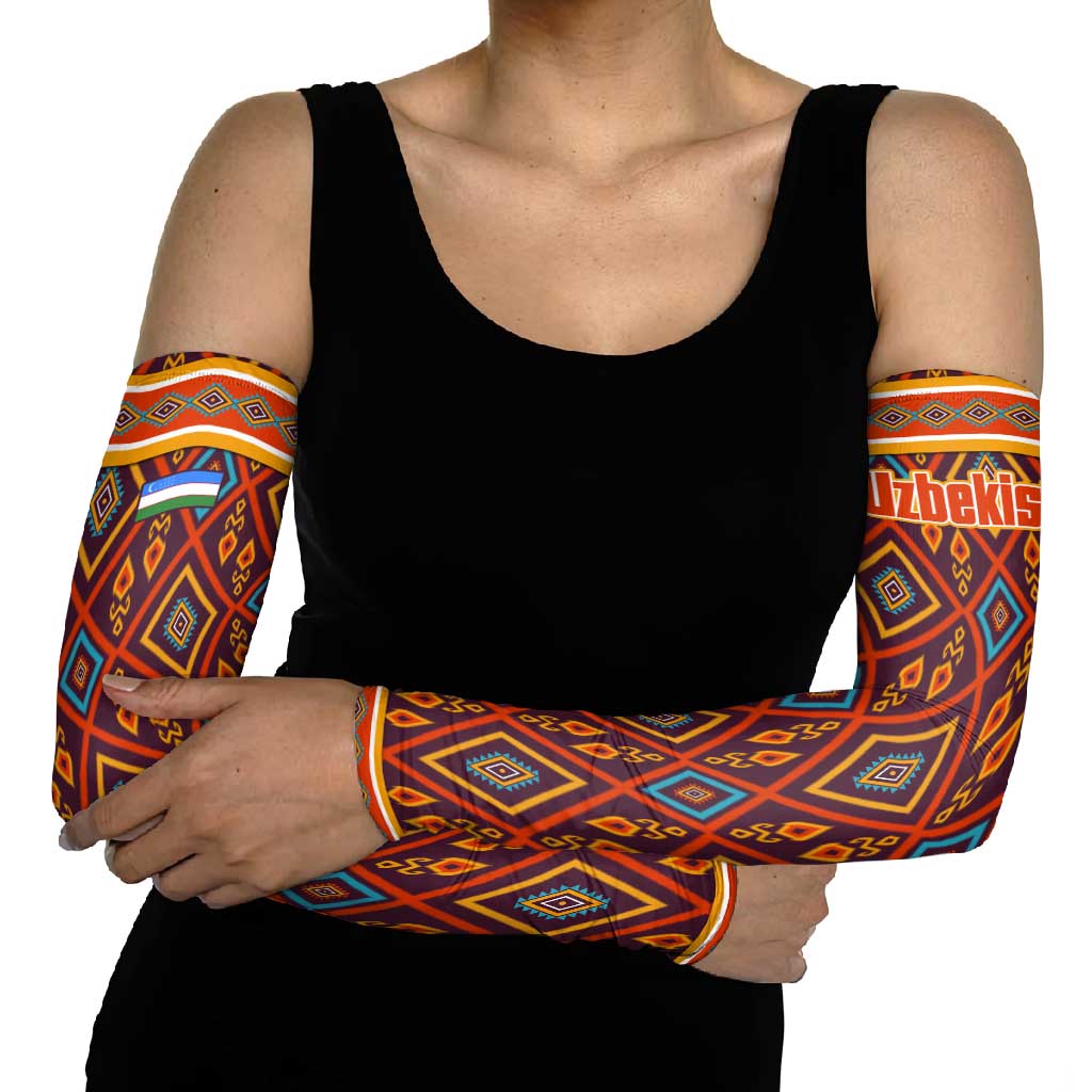 Uzbekistan Arm Sleeves with Traditional Geometric Motif Design - Wonder Print Shop