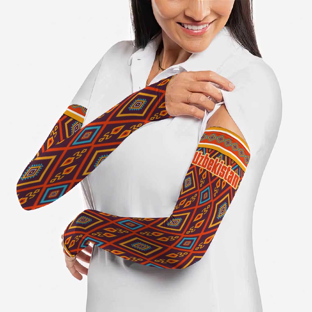 Uzbekistan Arm Sleeves with Traditional Geometric Motif Design - Wonder Print Shop