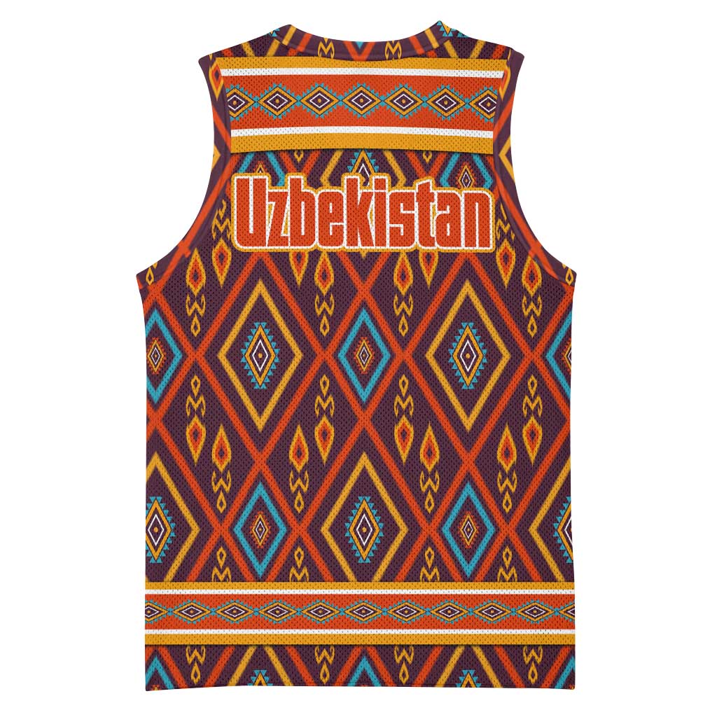Uzbekistan Basketball Jersey with Traditional Geometric Motif Design - Wonder Print Shop
