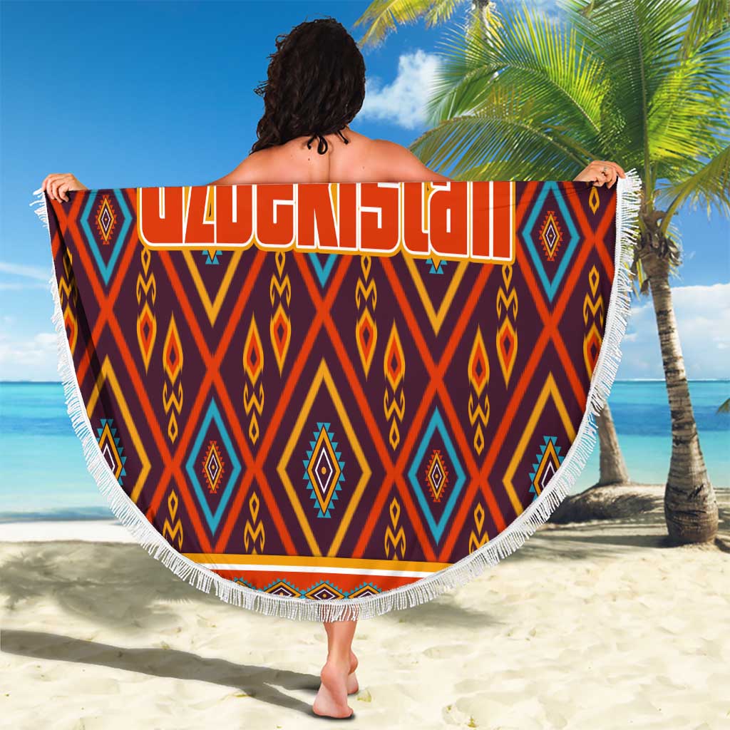 Uzbekistan Beach Blanket with Traditional Geometric Motif Design - Wonder Print Shop