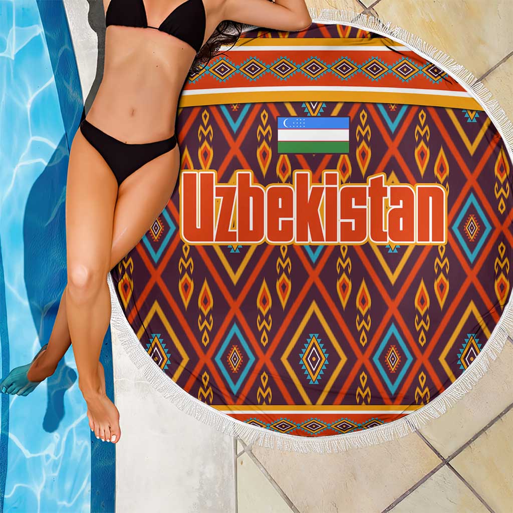 Uzbekistan Beach Blanket with Traditional Geometric Motif Design - Wonder Print Shop