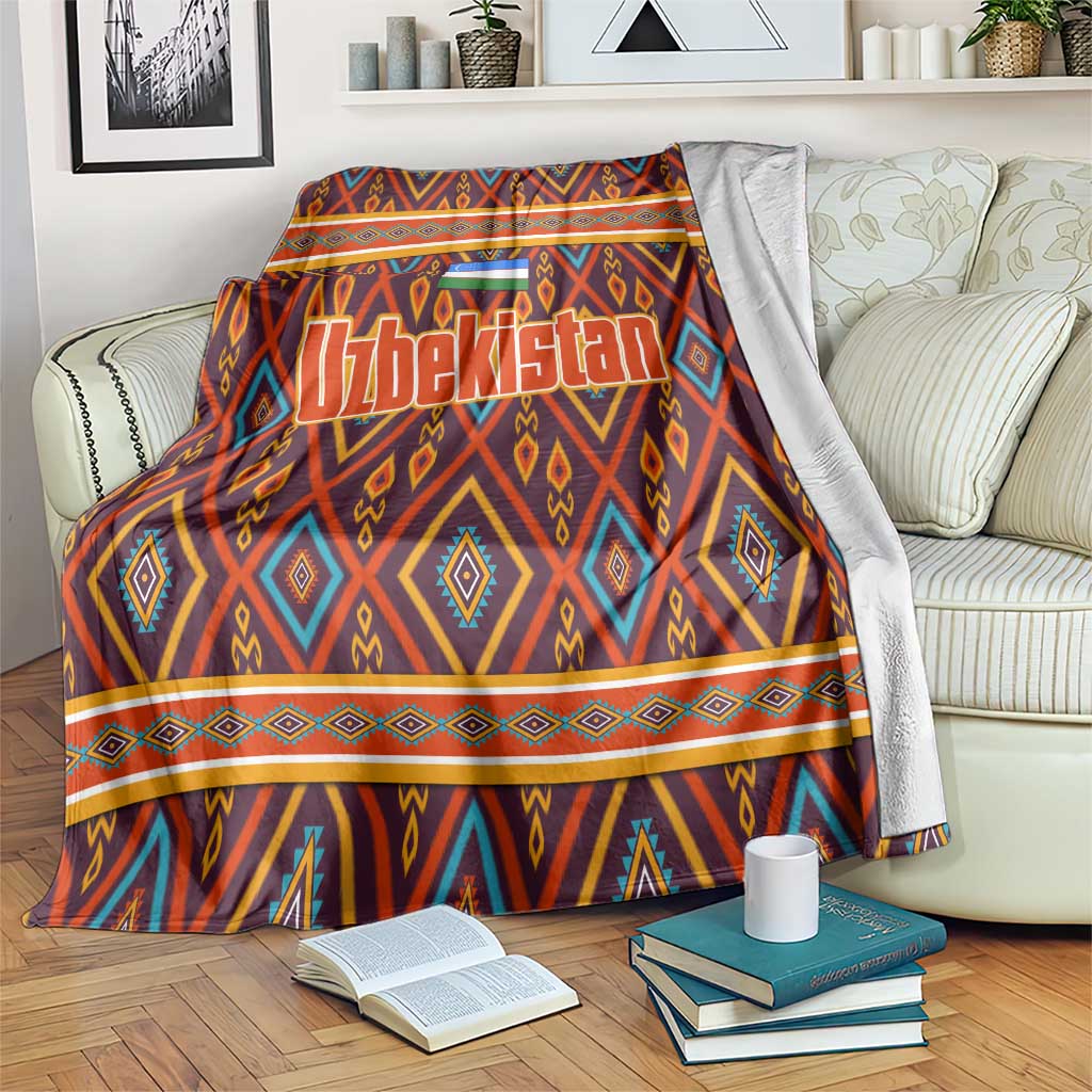 Uzbekistan Blanket with Traditional Geometric Motif Design - Wonder Print Shop