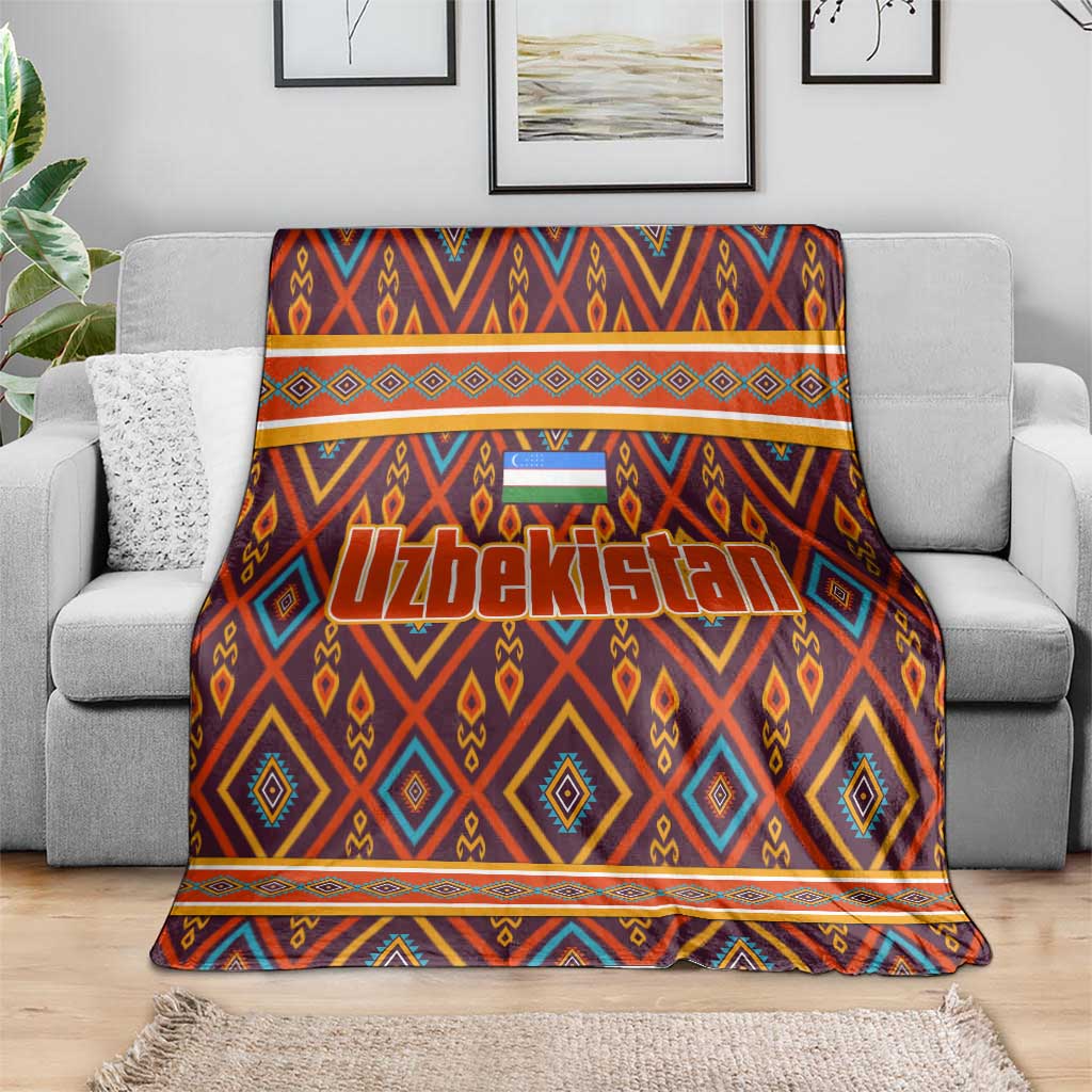 Uzbekistan Blanket with Traditional Geometric Motif Design - Wonder Print Shop