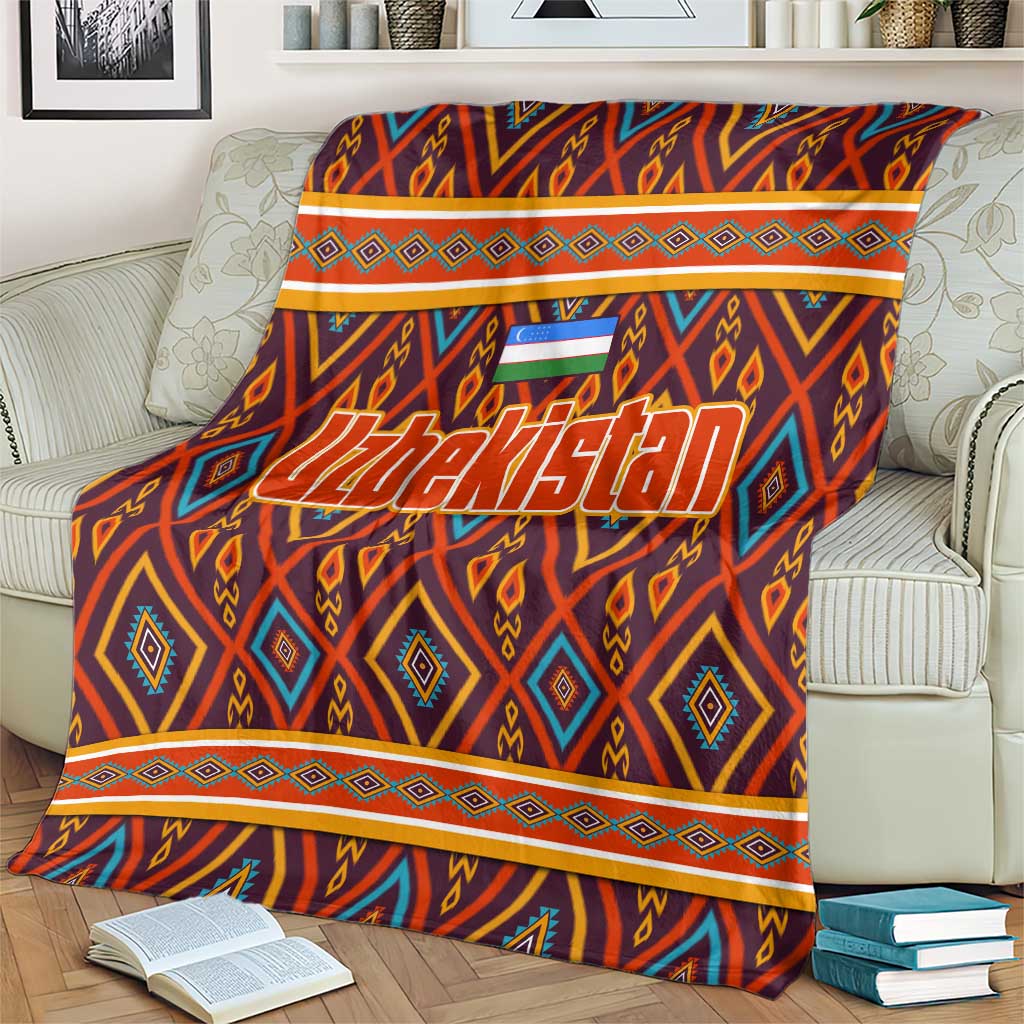 Uzbekistan Blanket with Traditional Geometric Motif Design - Wonder Print Shop