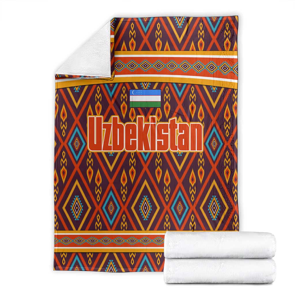 Uzbekistan Blanket with Traditional Geometric Motif Design - Wonder Print Shop