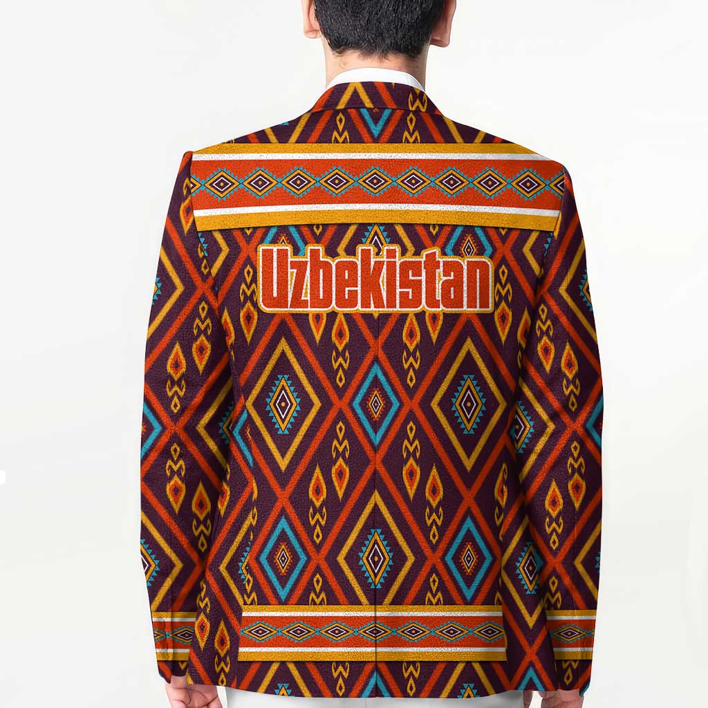 Uzbekistan Blazer with Traditional Geometric Motif Design - Wonder Print Shop