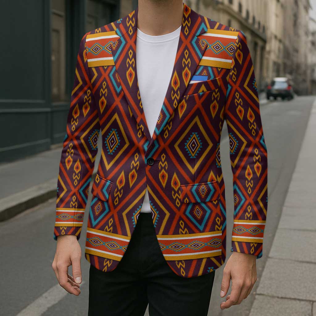 Uzbekistan Blazer with Traditional Geometric Motif Design - Wonder Print Shop