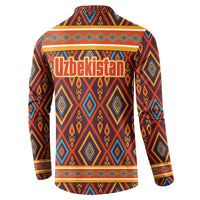 Uzbekistan Button Sweatshirt with Traditional Geometric Motif Design - Wonder Print Shop