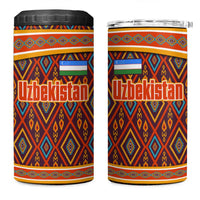 Uzbekistan 4 in 1 Can Cooler Tumbler with Traditional Geometric Motif Design - Wonder Print Shop
