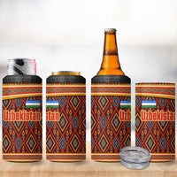 Uzbekistan 4 in 1 Can Cooler Tumbler with Traditional Geometric Motif Design - Wonder Print Shop