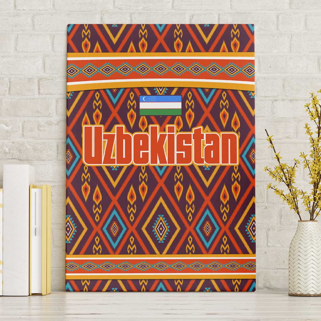 Uzbekistan Canvas Wall Art with Traditional Geometric Motif Design - Wonder Print Shop