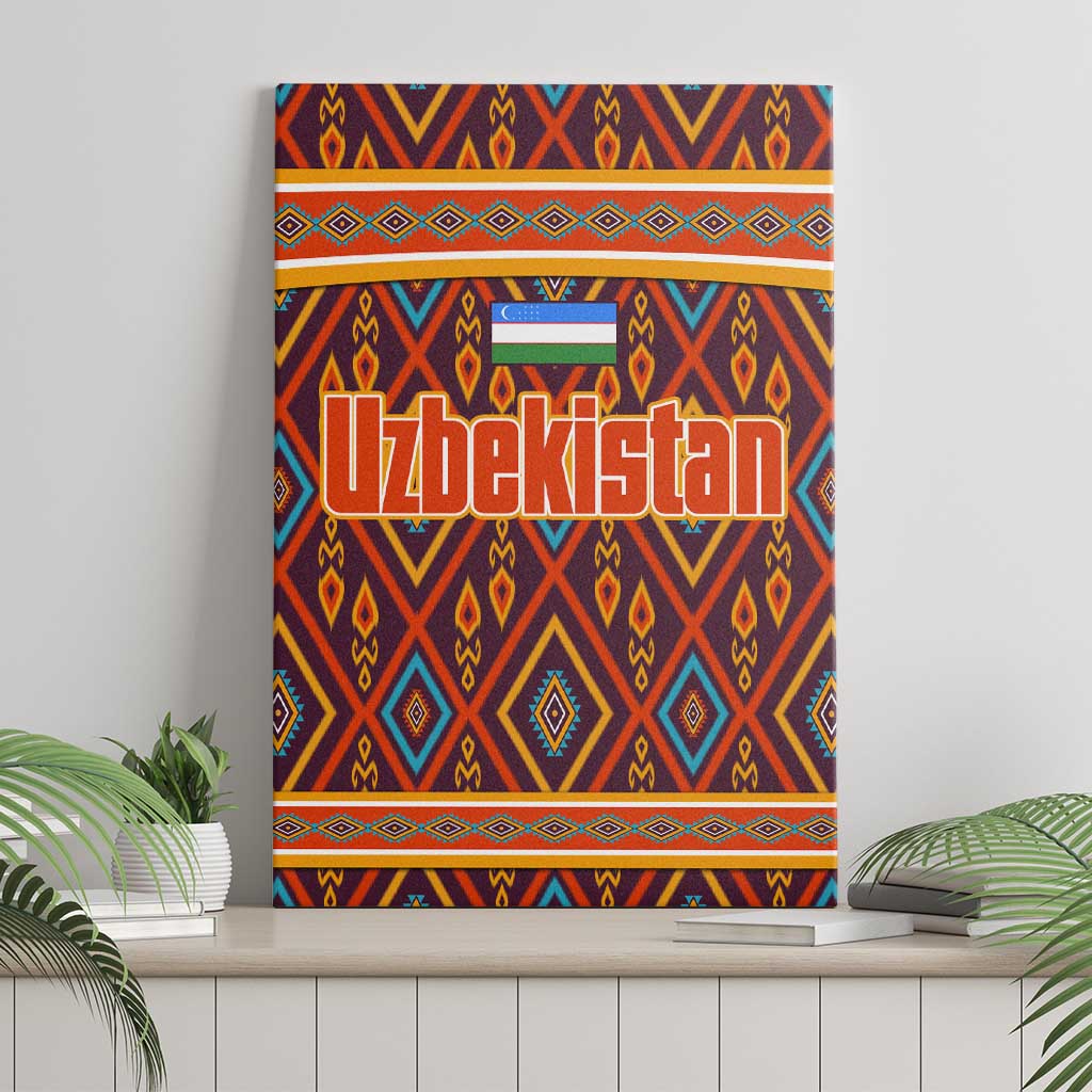 Uzbekistan Canvas Wall Art with Traditional Geometric Motif Design - Wonder Print Shop