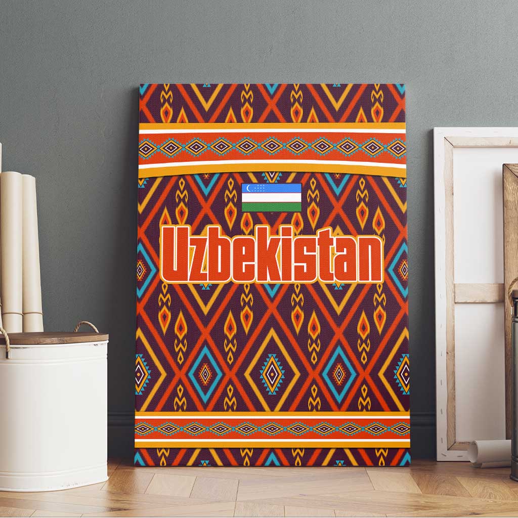 Uzbekistan Canvas Wall Art with Traditional Geometric Motif Design - Wonder Print Shop