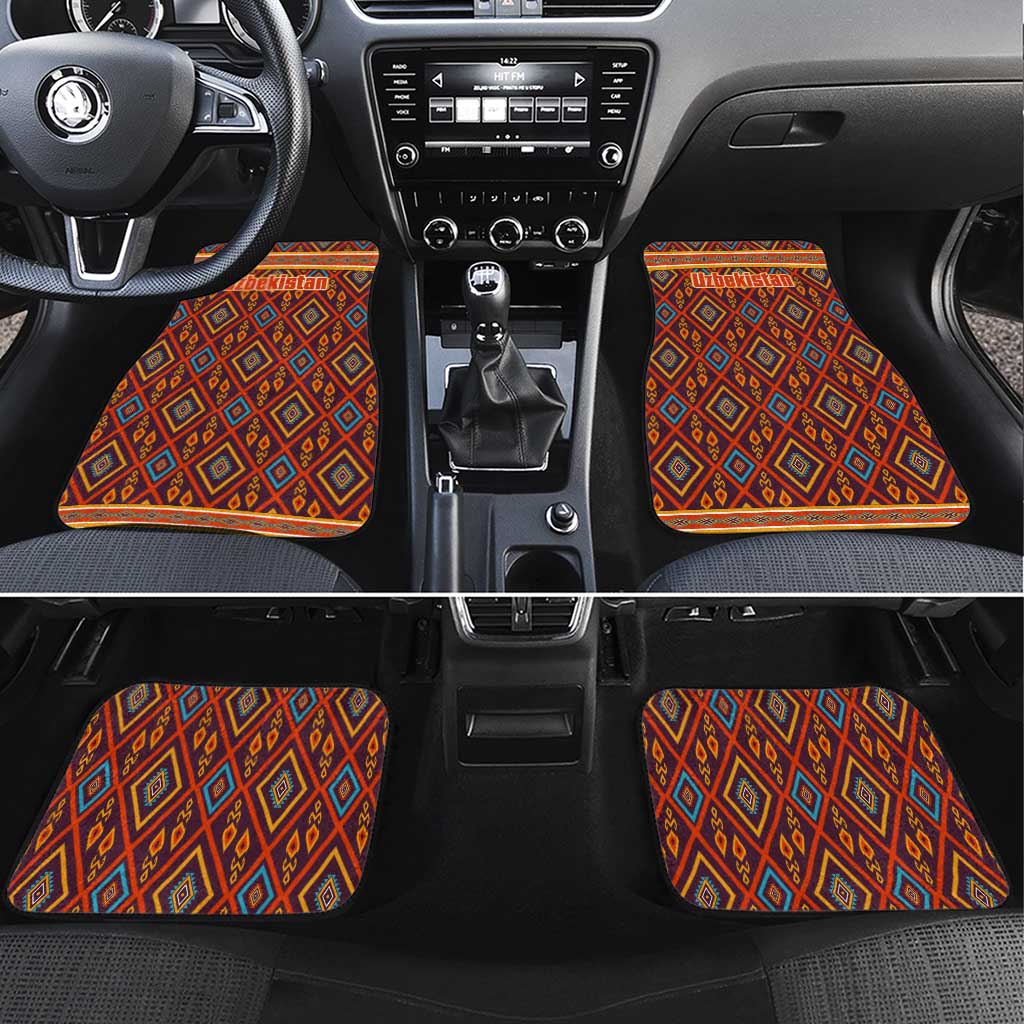 Uzbekistan Car Mats with Traditional Geometric Motif Design - Wonder Print Shop