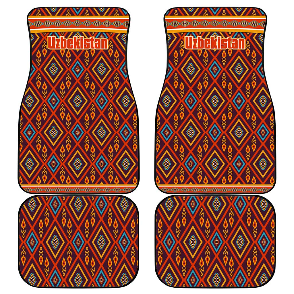Uzbekistan Car Mats with Traditional Geometric Motif Design - Wonder Print Shop