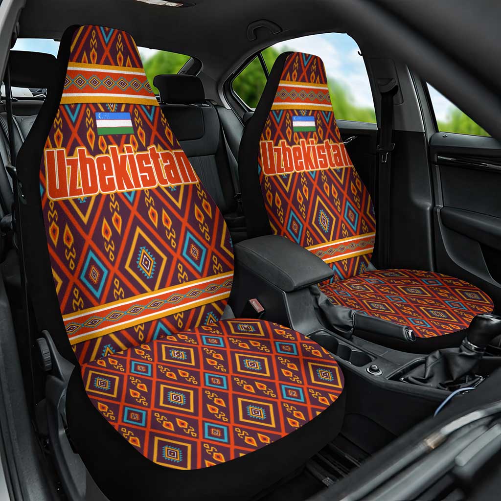 Uzbekistan Car Seat Cover with Traditional Geometric Motif Design - Wonder Print Shop