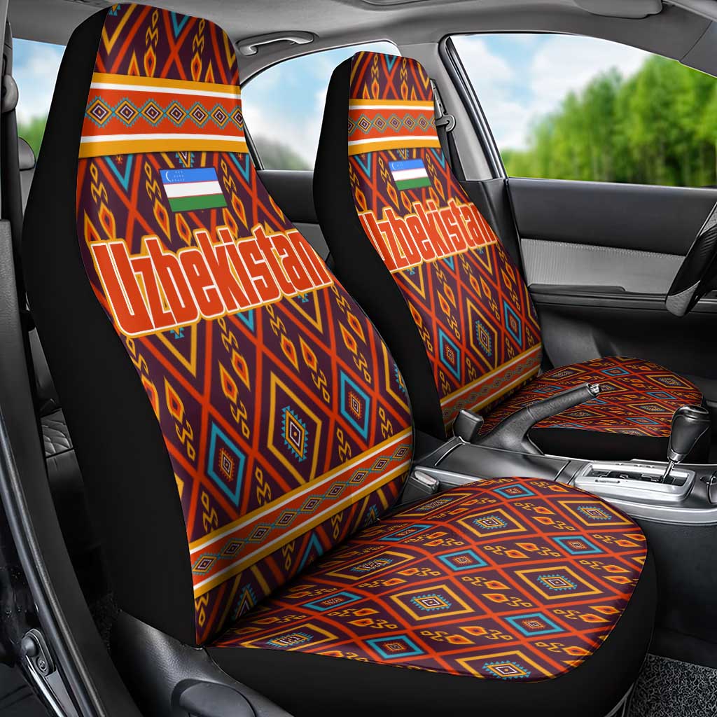 Uzbekistan Car Seat Cover with Traditional Geometric Motif Design - Wonder Print Shop