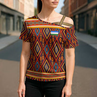 Uzbekistan Cross Shoulder Shirt with Traditional Geometric Motif Design - Wonder Print Shop