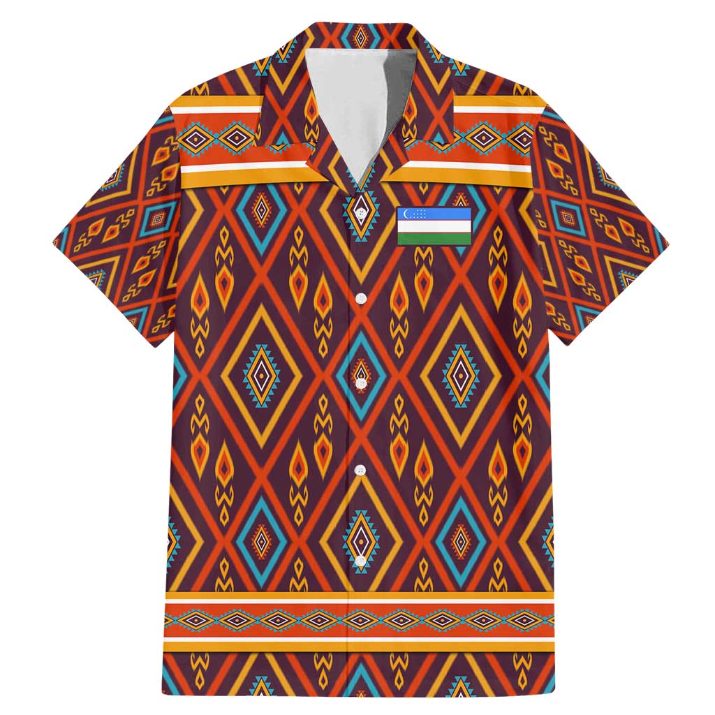 Uzbekistan Family Matching Mermaid Dress and Hawaiian Shirt with Traditional Geometric Motif Design - Wonder Print Shop